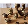 Image 2 : 321 -- LARGE LOT OF VINTAGE BRASS ITEMS, VASES, SOLID BRASS FRUITS, BELLS, CANDLE HOLDERS, SMALL CAN