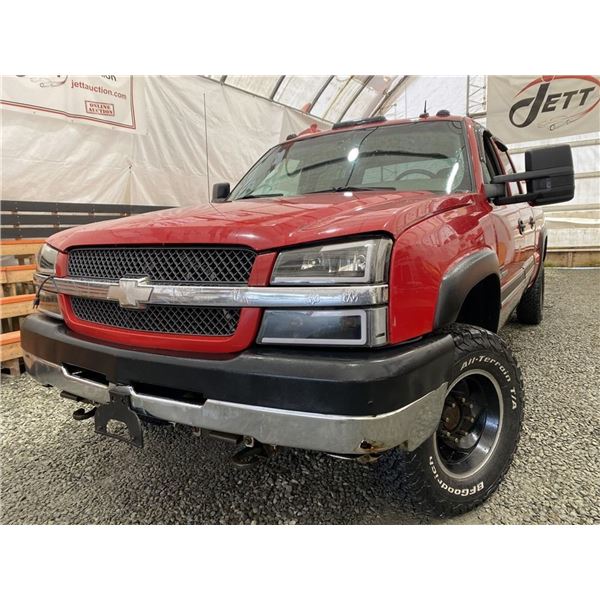 156 -- 2003 CHEVROLET SILVERADO 2500, RED, 299701 KMS TMU, FOUR WHEEL DRIVE