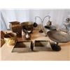 Image 1 : 400 -- BRASS VASE, ENGRAVED BRASS DISH, CANDLE HOLDER AND MORE BRASS DECOR