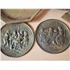 Image 2 : 409 -- SOLID BRASS ORNAMENTAL FAN, ENGRAVED BRASS VASES, AND BRASS PLATES
