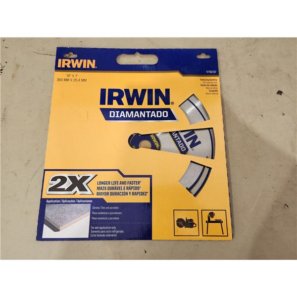 446 -- IRWIN 14" CERAMIC SAW BLADE AND BOX OF BECO STAKE POCKETS