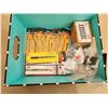 Image 1 : 450 -- BOX OF DRILL BITS, WOODWORKING BITS, TITANIUM, AND OTHER ASSORTED HARDWARE