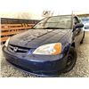 Image 1 : 13 -- 2002 HONDA CIVIC EX COUPE, BLUE, 392681 KMS, FRONT WHEEL DRIVE