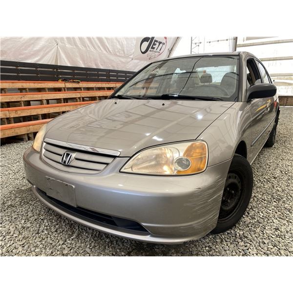 38 -- 2003 HONDA CIVIC, GOLD, 153034 KMS, FRONT WHEEL DRIVE