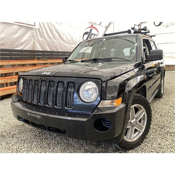 125 -- 2008 JEEP PATRIOT, BLACK, 168760 KMS, FOUR WHEEL DRIVE "NO RESERVE!!"