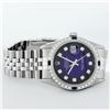 Image 4 : Rolex Mens Stainless Steel Blue Vignette Diamond And Sapphire Datejust Wristwatc