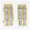 Image 1 : Simple 14K Yellow Gold 0.56 ctw Channel Round Diamond 2 Row Cuff Omega Earrings