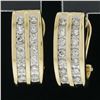 Image 2 : Simple 14K Yellow Gold 0.56 ctw Channel Round Diamond 2 Row Cuff Omega Earrings