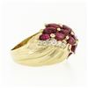 Image 5 : Vintage 14k Yellow Gold 3.32 ctw Marquise Blood Red Ruby Round Diamond Band Ring