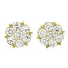 New 14k Yellow Gold 1.22 ctw Fiery Brilliant Diamond Cluster Flower Stud Earring