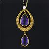 Image 3 : Antique 14k Gold Art Nouveau Brassler Co. Amethyst Pearl Dangle Lavalier Pendant