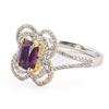 Image 2 : 1.29 ctw Purplish Pink KASHMIR Sapphire and 0.35 ctw Diamond 18K White and Yello