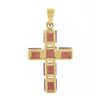 Image 4 : 14k Yellow Gold Square Step Cut Rhodolite Garnet Channel Set Cross Pendant