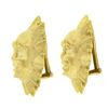 Image 5 : 18k Yellow Gold Matte Finish Winking Sun Face Large Dome Button Clip On Earrings