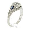 Image 9 : Antique Art Deco 18k Gold .40 ctw Old Diamond & French Sapphire Hand Engraved Ri