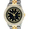 Image 1 : Rolex Mens Two Tone Black String 3CTW Channel Set Diamond Datejust Wristwatch 36
