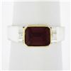 Image 1 : Lagos Caviar 18k Gold & Silver Bezel Emerald Cut Rhodolite Garnet Solitaire Ring