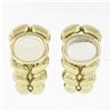 Vintage Kaufmann De Suisse 18K Gold Moonstone Wide Braided Clip On Cuff Earrings