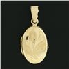 Image 2 : Classic Italian 14k Yellow Gold Engraved Floral Work Oval Locket Pendant