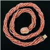 Image 7 : Vintage 24" Multi Strand Coral Bead Torsade Necklace w/ 14k Gold Carved Clasp
