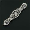Image 2 : Antique Art Deco 14k Gold Diamond & Sapphire Milgrain Filigree Bar Pin Brooch