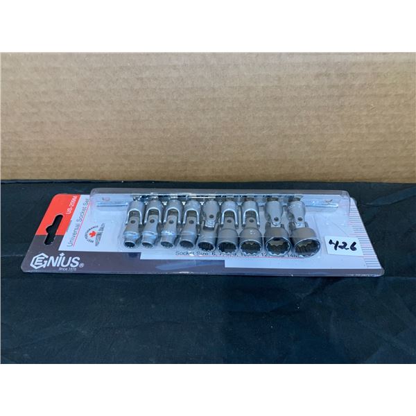 Universal Socket Set 1/4" Drive 9 Metric Hand Socket Set Swivel