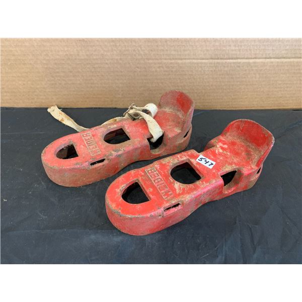 Vintage Weider Boots Weight Lifting Iron Shoes 2X 4 Lbs Cast Iron Foot Weights