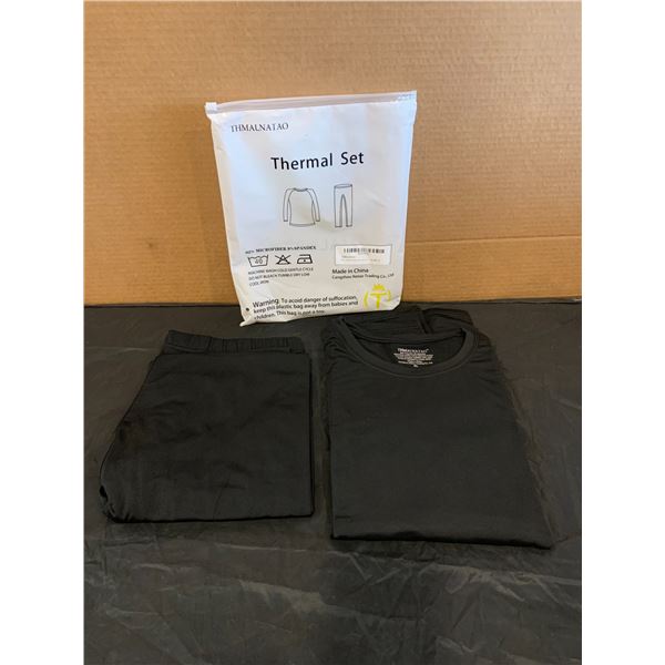 XL Mens Fleece Thermal Underwear - Thmalnatao Black