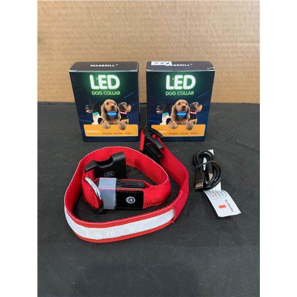 Lot of  2 Masbrill Led Dog Collar for Large Dog Red