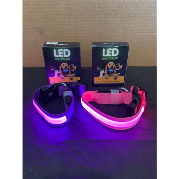 Lot of 2 Masbrill Led Dog Collar for Small Dog 1 Purple 1 Pink