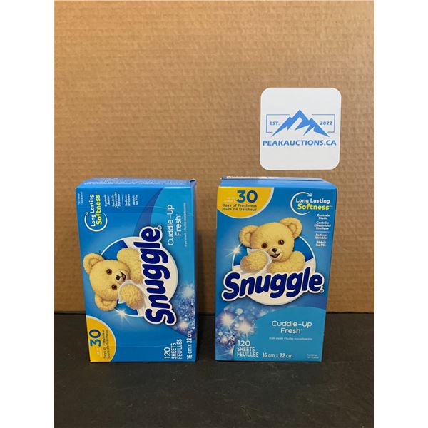 Lot of 2 Snugggle Cuddle-Up Fresh Dryer Sheets 120 Sheet Packs