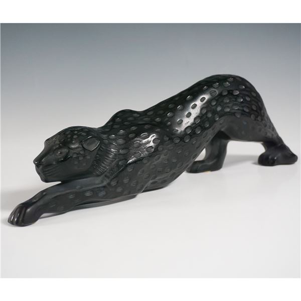 Lalique Black Crystal Zelia Panther Sculpture