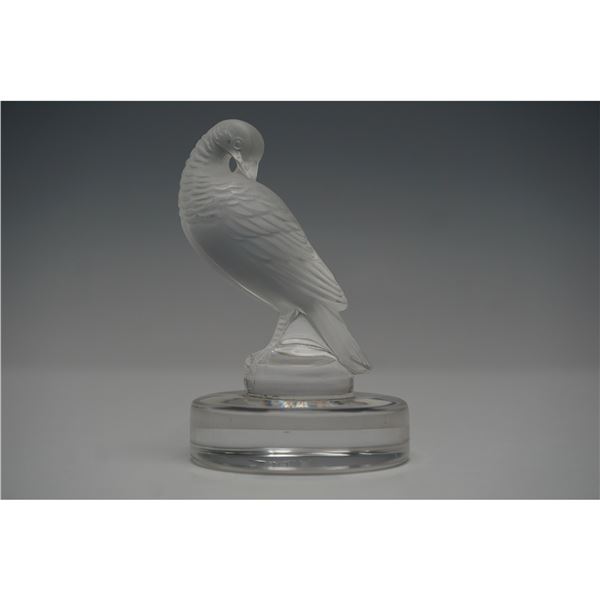 Lalique France Crystal Turtle Dove Paperweight