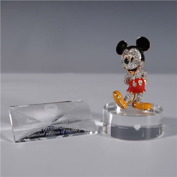 Arribas Brothers Swarovski Mickey Mouse Figurine with Plaque and Base
