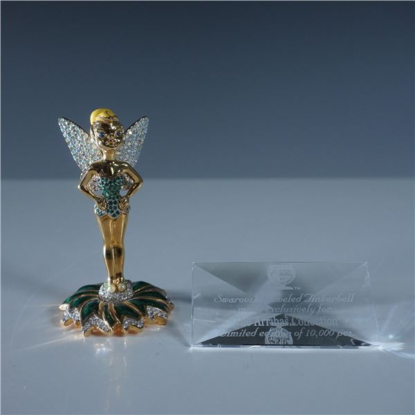 2pc Arribas Brothers Swarovski Disney Tinker Bell Figurine + Plaque