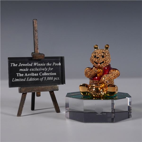 3pc Arribas Brothers Swarovski Winnie the Pooh with Base and Plaque