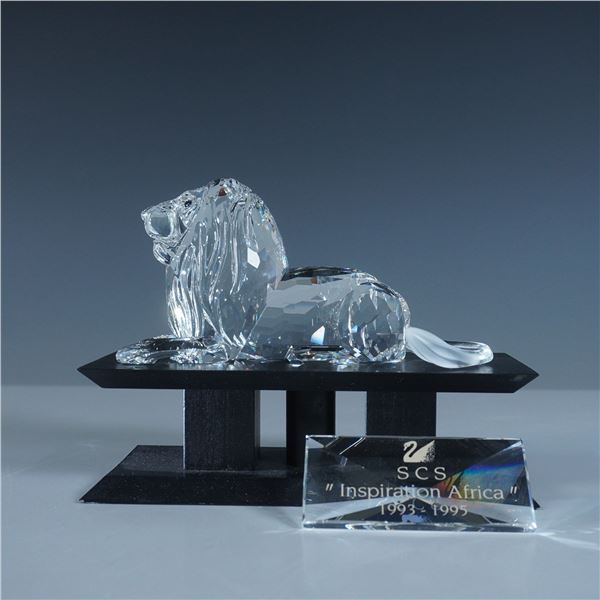 3pc Swarovski SCS Inspiration Africa Lion 1995 AE, Plaque & Display Stand