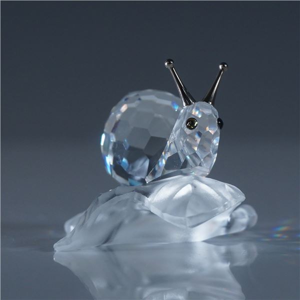 Swarovski Silver Crystal Snail on Leaf Figurine