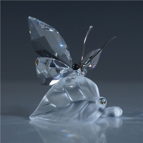 Swarovski Silver Crystal Butterfly on Leaf Figurine