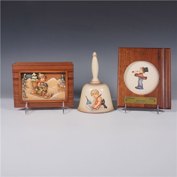 3pc Goebel Hummel Collectibles - 1987 Bell, Serenade Plaque, & Music Box