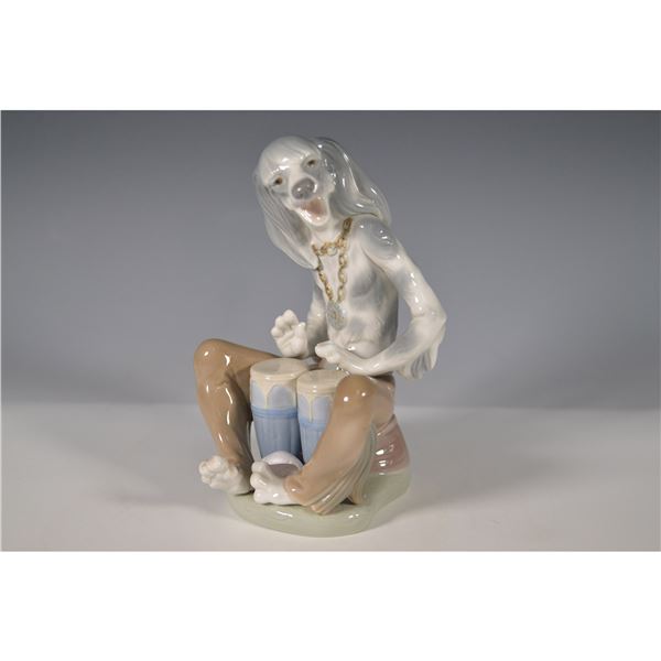 Lladro Porcelain Figurine, Dog Playing Bongos 1001156
