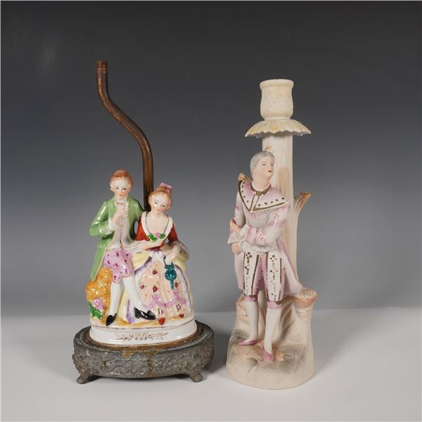 2pc Occupied Japan Porcelain Figurine Lamps
