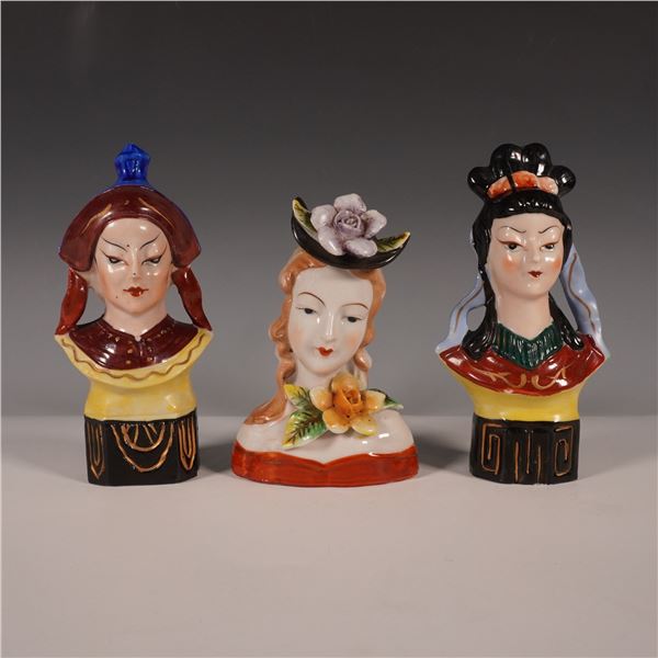3pc Occupied Japan Ceramic Bust Figurines