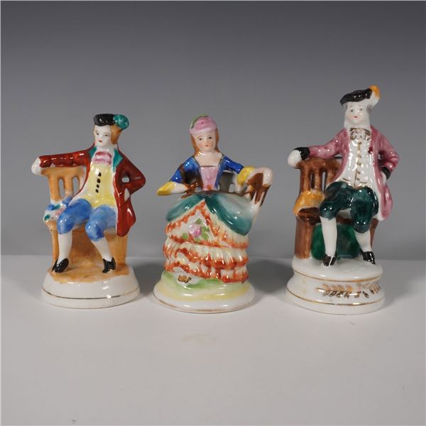 3pc Occupied Japan Seated Porcelain Figurines