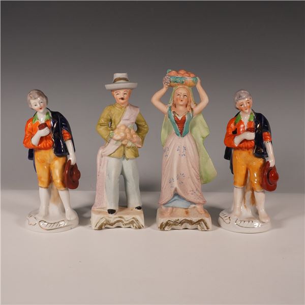 4pc Occupied Japan Hand-Painted Porcelain Figurine Set