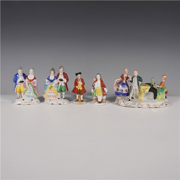 5pc Occupied Japan Rococo-Style Porcelain Figurine Set