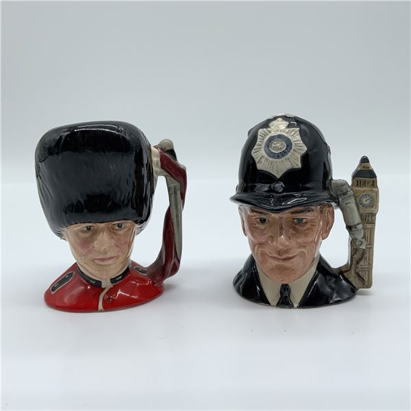 Pair of Royal Doulton Mini Character Jugs, Guardsman & Bobby