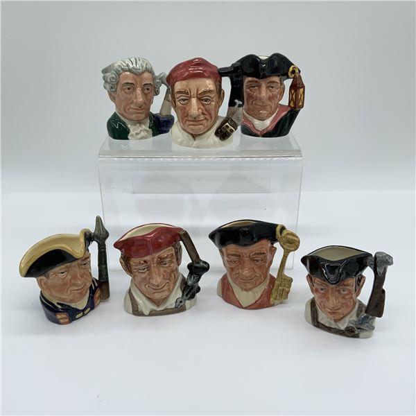 7pc Royal Doulton Mini Character Jugs, Williamsburg Series