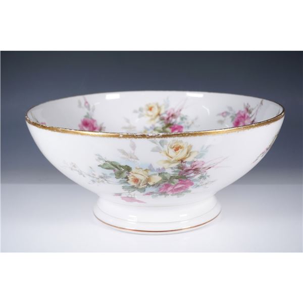 T&V Limoges Porcelain Floral Punch Bowl