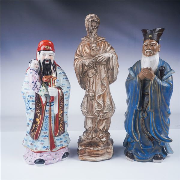 3pc Vintage Chinese Porcelain and Pottery Figurines